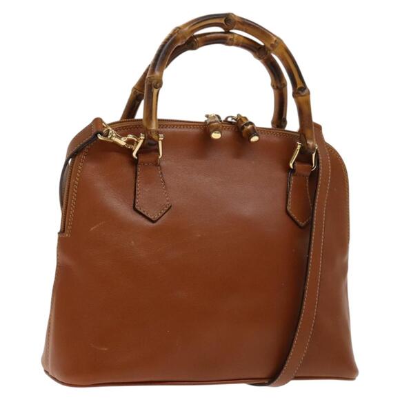 GUCCI Bamboo Hand Bag Leather Brown Gold 000 122 000 122 - Picture 1 of 16